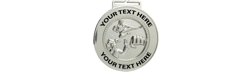 70MM MARTIAL ARTS CUSTOM BORDER MEDAL (6MM THICK) -GOLD/SILVER/BRONZE